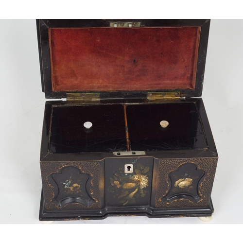 470 - 19TH-CENTURY LACQUERED TEA CADDY