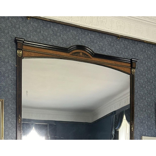 479 - LARGE 19TH-CENTURY EBONY & AMBOYNA FRAMED MIRROR