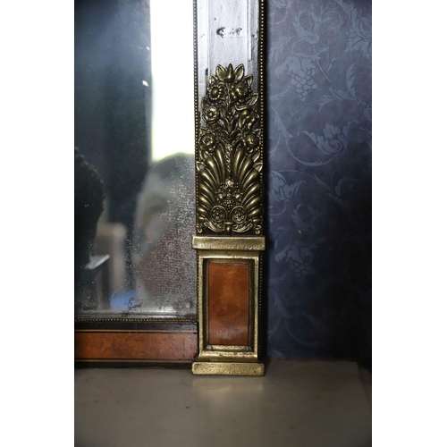 479 - LARGE 19TH-CENTURY EBONY & AMBOYNA FRAMED MIRROR