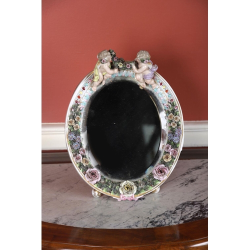 480 - 19TH-CENTURY SITZENDORF PORCELAIN VANITY MIRROR