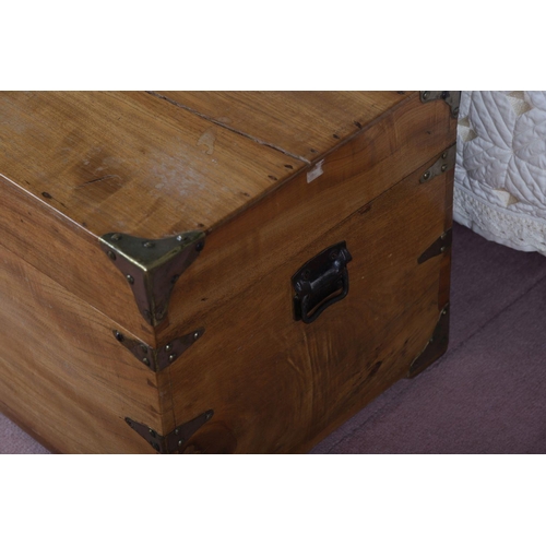 5 - 20TH-CENTURY CHINESE BRASS BOUND HARDWOOD TRUNK