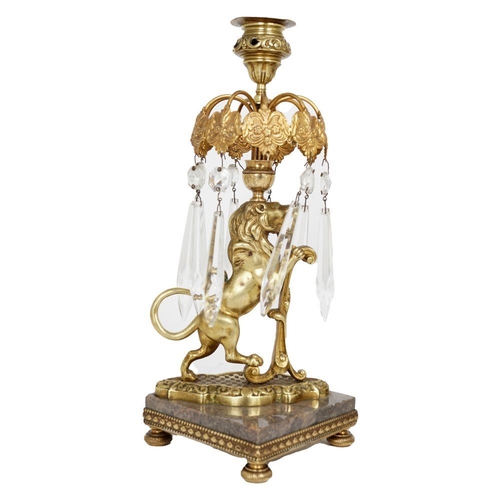 512 - PAIR 19TH-CENTURY ARMORIAL BRASS CANDLESTICKS