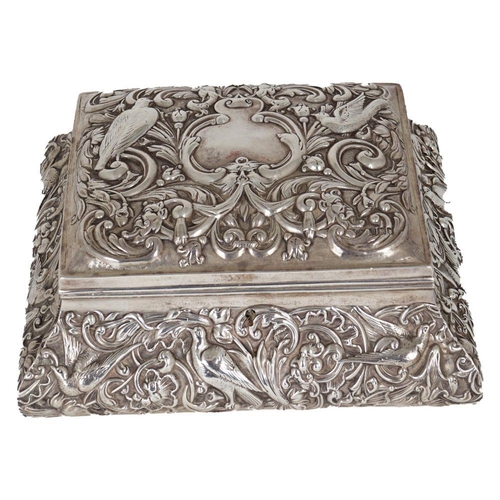 522 - LARGE SILVER JEWELLERY CASKET