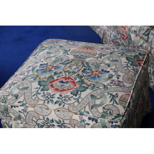 531 - SANDERSON CASCACS LINEN UPHOLSTERED STOOL