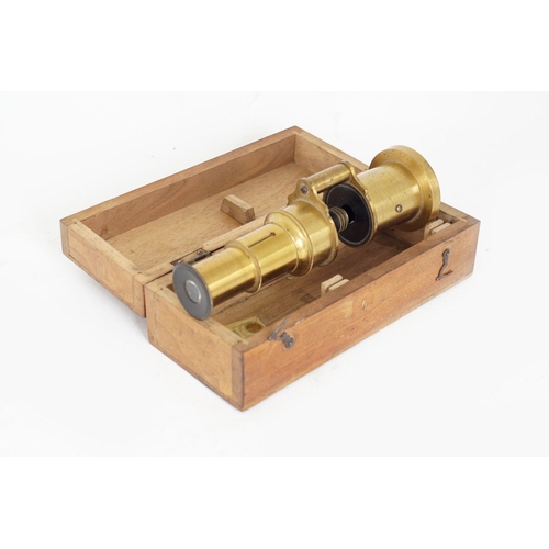 54 - 19TH-CENTURY PORTABLE BRASS MICROSCOPE