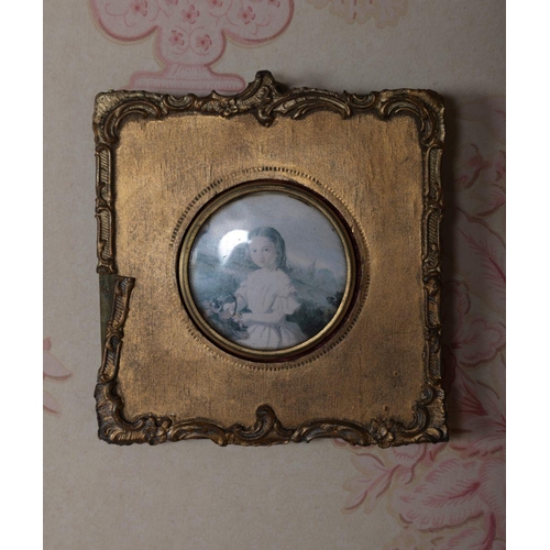 55 - MINIATURE GILT FRAMED PORTRAIT OF A YOUNG GIRL