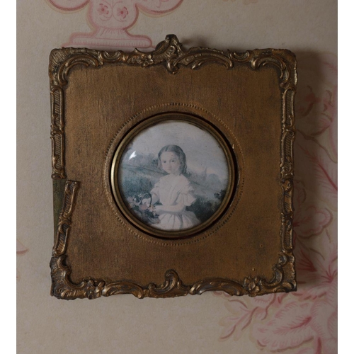 55 - MINIATURE GILT FRAMED PORTRAIT OF A YOUNG GIRL