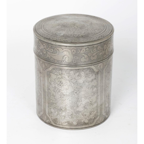 56 - 19TH-CENTURY CHINESE PEWTER TEA CADDY