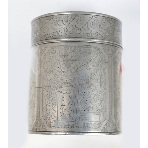 56 - 19TH-CENTURY CHINESE PEWTER TEA CADDY