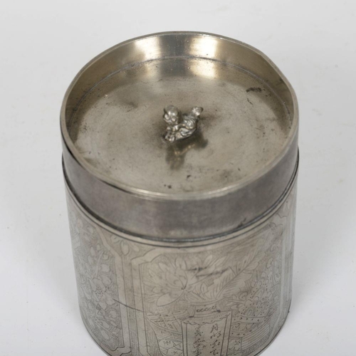 56 - 19TH-CENTURY CHINESE PEWTER TEA CADDY