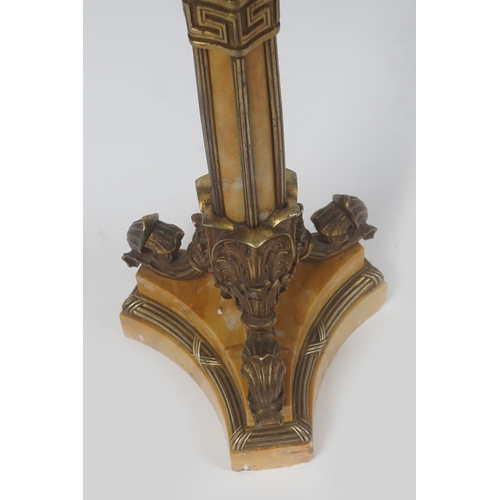 579 - PR 19TH-CENTURY ORMOLU & SIENNA MARBLE CANDELABRAS