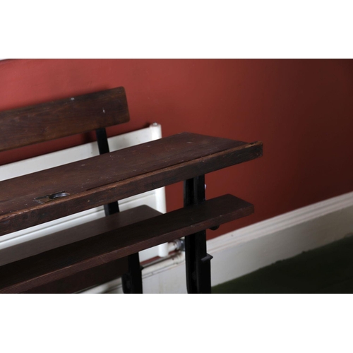 581 - OLD WOODEN & CAST IRON SCHOOL DESK