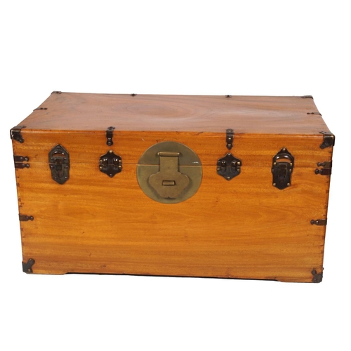 591 - CHINESE METAL BOUND CEDARWOOD TRUNK