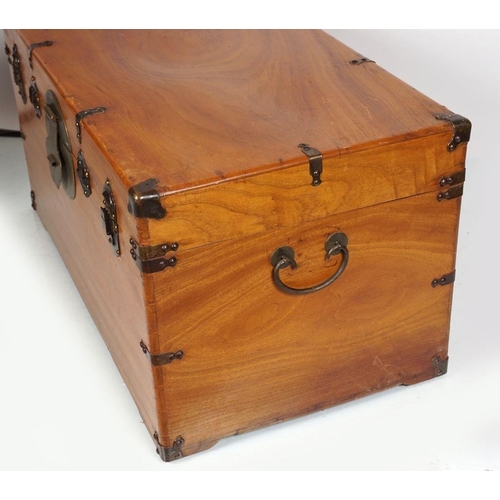 591 - CHINESE METAL BOUND CEDARWOOD TRUNK