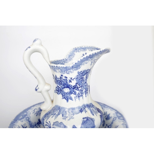 599 - LARGE BLUE & WHITE JUG AND BASIN