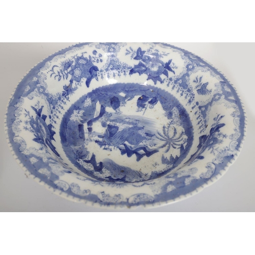 599 - LARGE BLUE & WHITE JUG AND BASIN