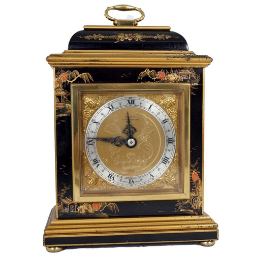 627 - EDWARDIAN LACQUERED CASED BRACKET CLOCK