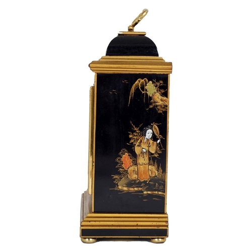 627 - EDWARDIAN LACQUERED CASED BRACKET CLOCK