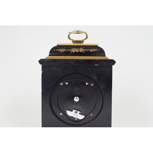 627 - EDWARDIAN LACQUERED CASED BRACKET CLOCK