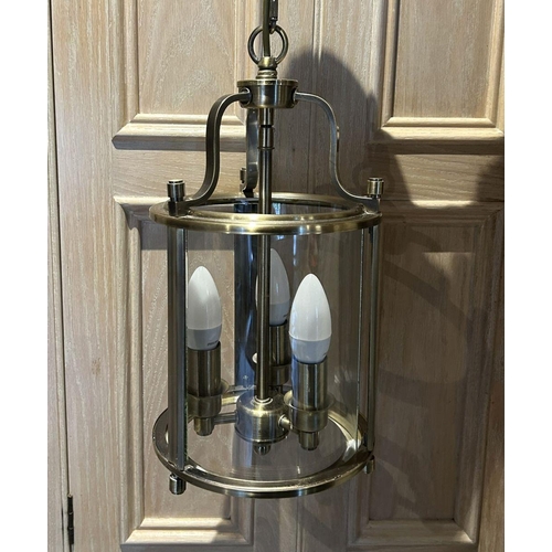 629 - LOT OF 3 MODERN STEEL FINISH LANTERNS