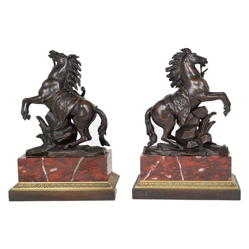 745 - PAIR SMALL 19TH-CENTURY BRONZE MARLEY HORSES