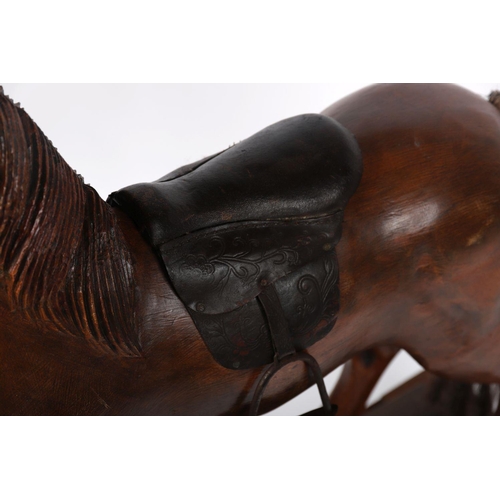 747 - 19TH-CENTURY CARVED WOOD ROCKING HORSE