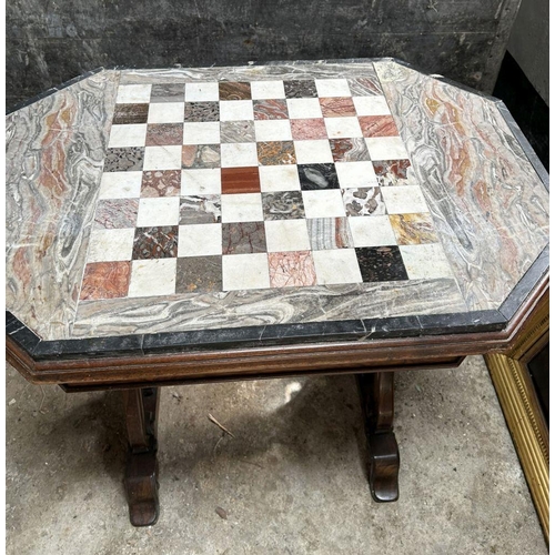 77 - WILLIAM IV SPECIMEN, MARBLE & ROSEWOOD CHESS TABLE