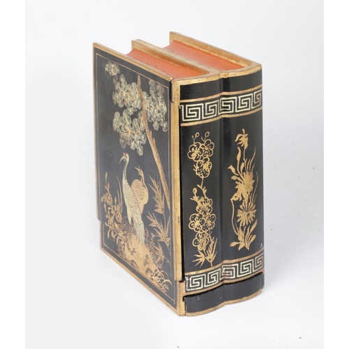 787 - CHINESE LACQUERED FAUX BOOK JEWELLERY BOX