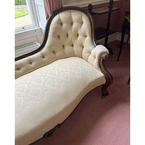 802 - 19TH-CENTURY MAHOGANY & UPHOLSTERED SETTEE