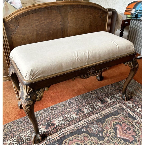 834 - 19TH-CENTURY WALNUT & PARCEL-GILT WINDOW SEAT