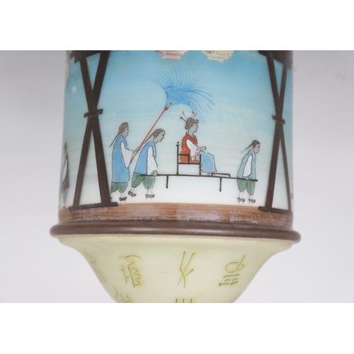 835 - JAPANESE PAINTED GLASS LANTERN