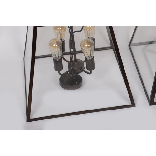 845 - PAIR DESIGNER METAL LANTERNS