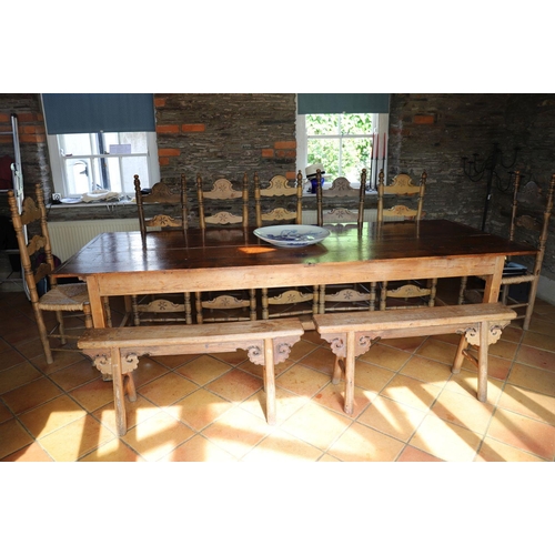 9 - LARGE PINE REFECTORY KITCHEN TABLE