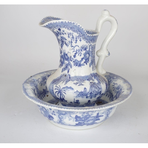 96 - BLUE & WHITE JUG AND BOWL