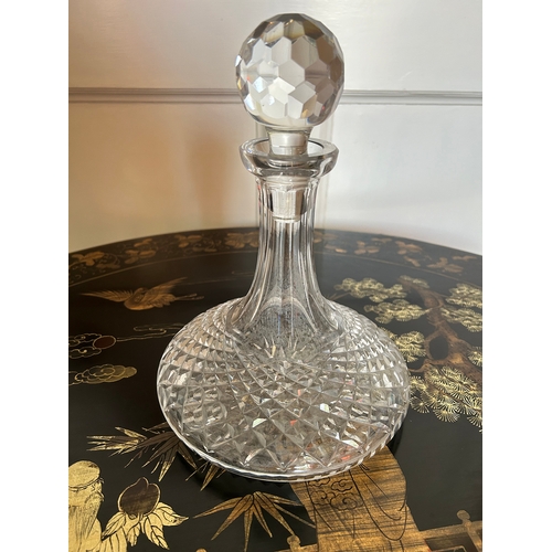 1414 - WATERFORD CRYSTAL SHIP'S DECANTER with flat circular base.