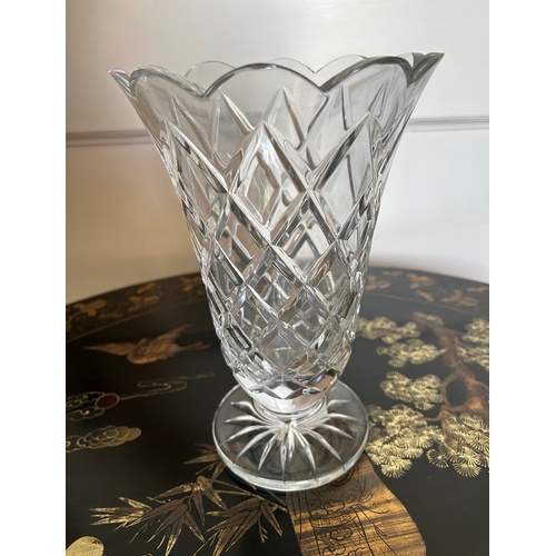 1415 - WATERFORD CRYSTAL VASE with circular foot.