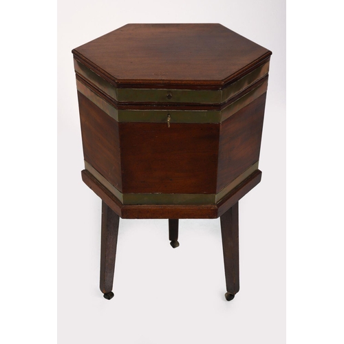 1040 - GEORGE III MAHOGANY & BRASS BOUND WINE COOLER