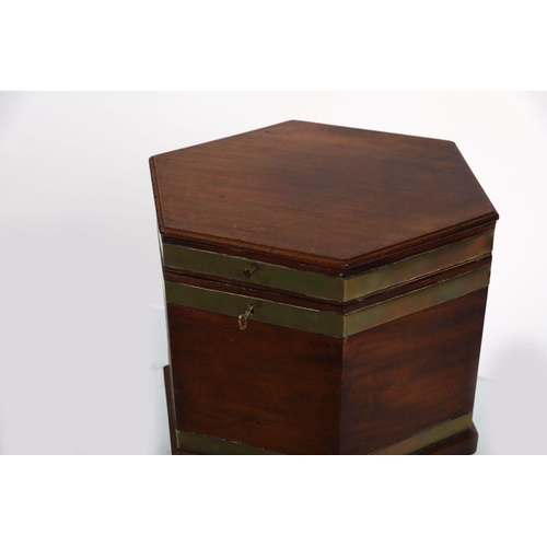 1040 - GEORGE III MAHOGANY & BRASS BOUND WINE COOLER