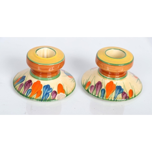 1046 - PR NEWPORT CLARICE CLIFF POTTERY CANDLEHOLDERS