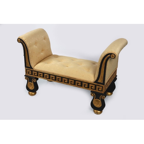 1047 - EBONY AND PARCEL-GILT STOOL