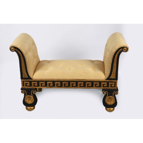 1047 - EBONY AND PARCEL-GILT STOOL