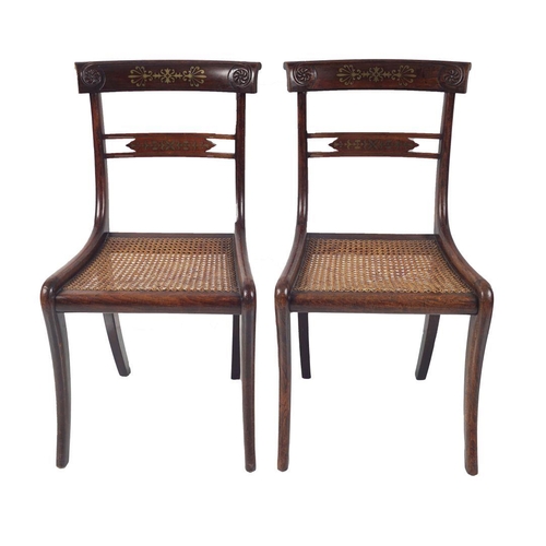 1092 - SET 4 REGENCY ROSEWOOD & BRASS INLAID CHAIRS