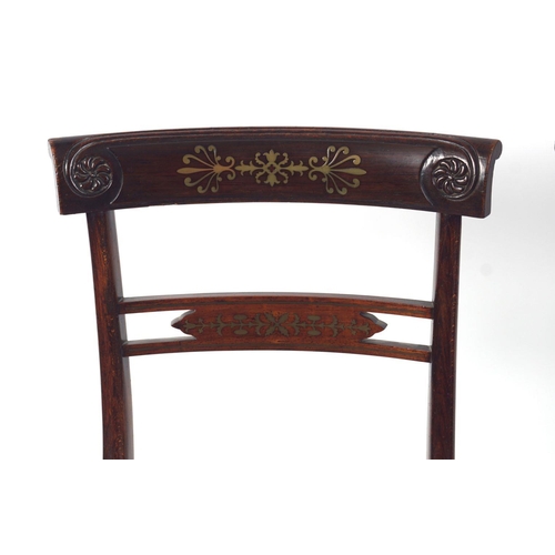 1092 - SET 4 REGENCY ROSEWOOD & BRASS INLAID CHAIRS