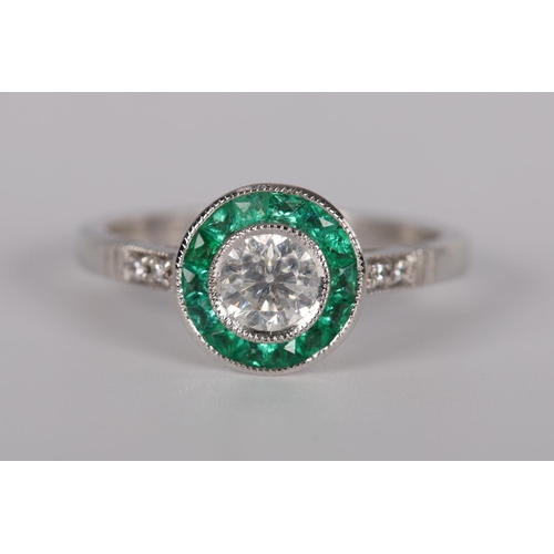 1106 - 18K WHITE GOLD COLOMBIAN EMERALD & DIAMOND RING