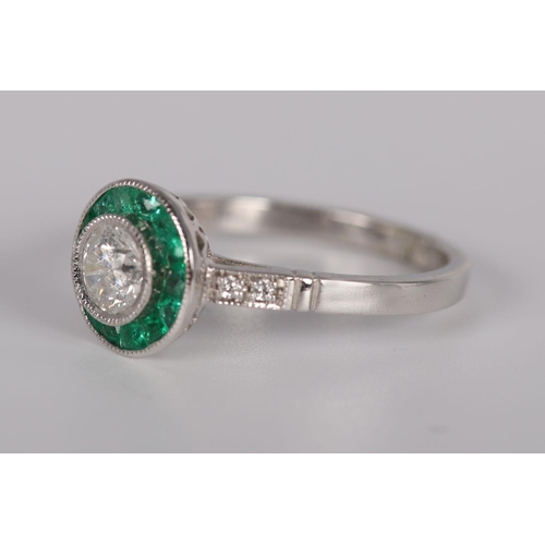 1106 - 18K WHITE GOLD COLOMBIAN EMERALD & DIAMOND RING