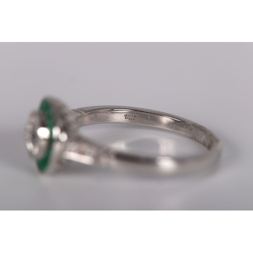 1106 - 18K WHITE GOLD COLOMBIAN EMERALD & DIAMOND RING