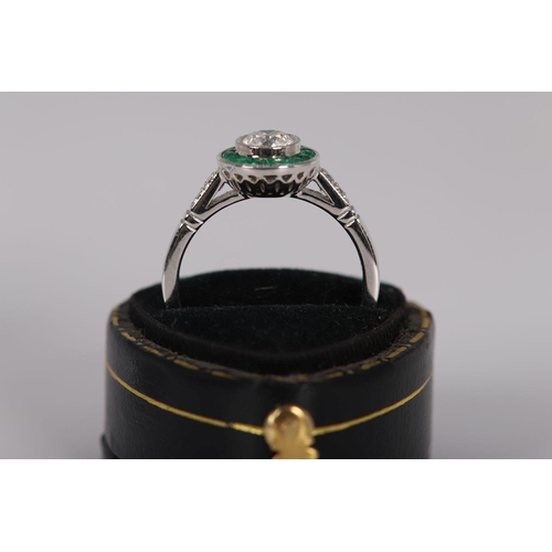 1106 - 18K WHITE GOLD COLOMBIAN EMERALD & DIAMOND RING