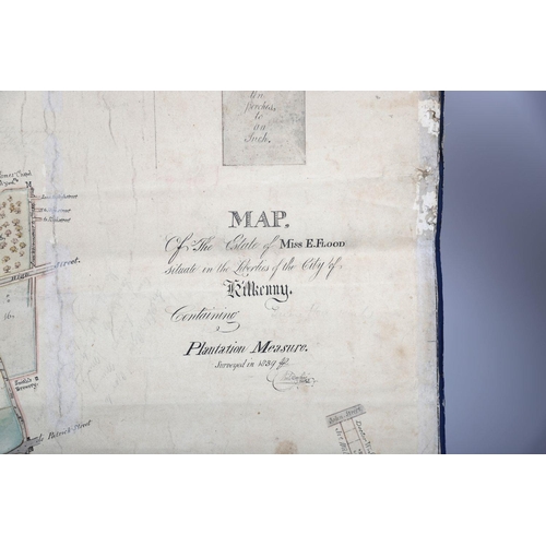 113 - HAND-COLOURED MANUSCRIPT MAP ON CANVAS