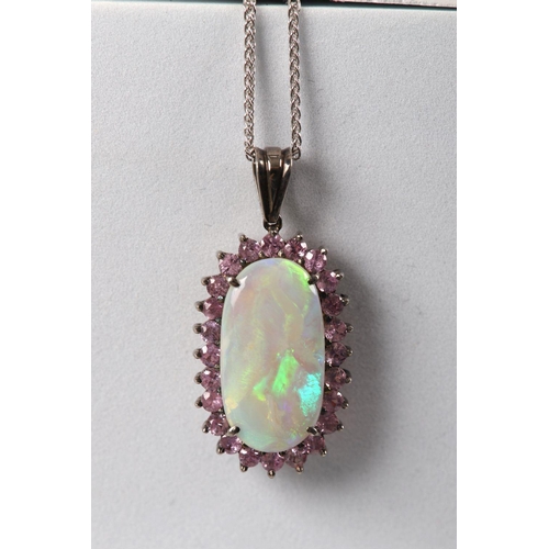 1155 - 18K GOLD OPAL AND PINK SAPPHIRE PENDANT NECKLACE