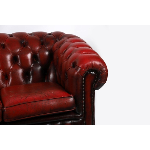 117 - HIDE UPHOLSTERED ROLL BACK CLUB SETTEE